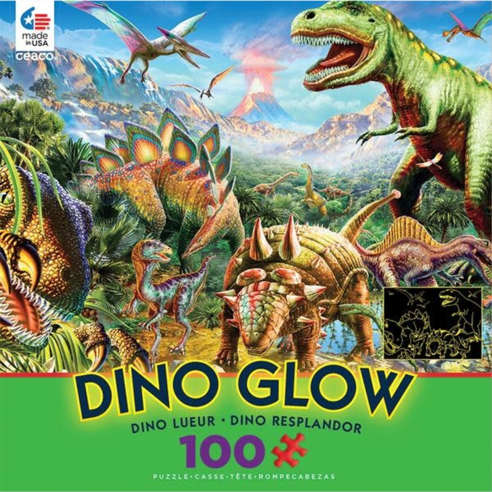 ceaco Ceaco - 100 Piece Puzzle: Glow in the Dark - Dino Party