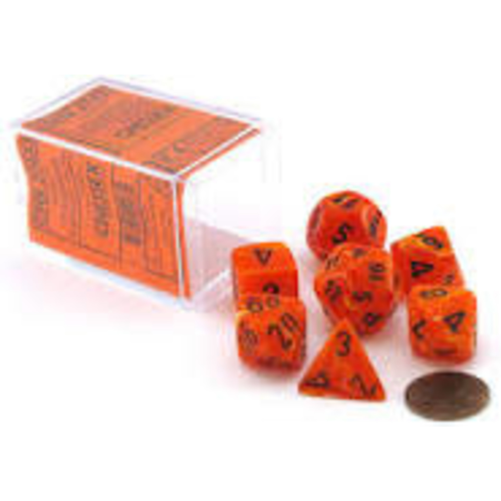 Chessex Chessex: Polyhedral 7-Die Set - Vortex: Orange w/ Black 27433