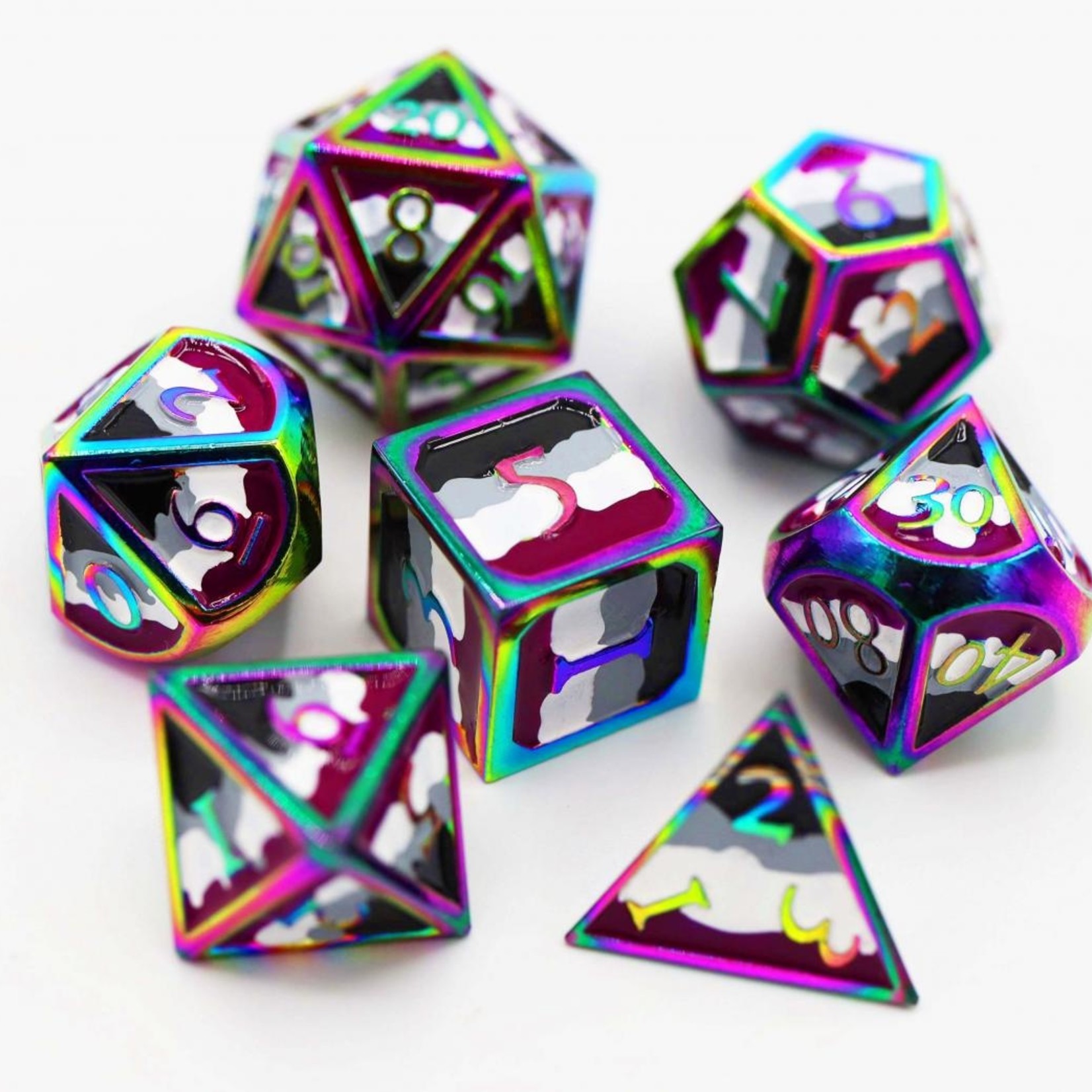 Foam Brain Games Foam Brain Games: Asexual Pride Flag - RPG Metal Dice Set