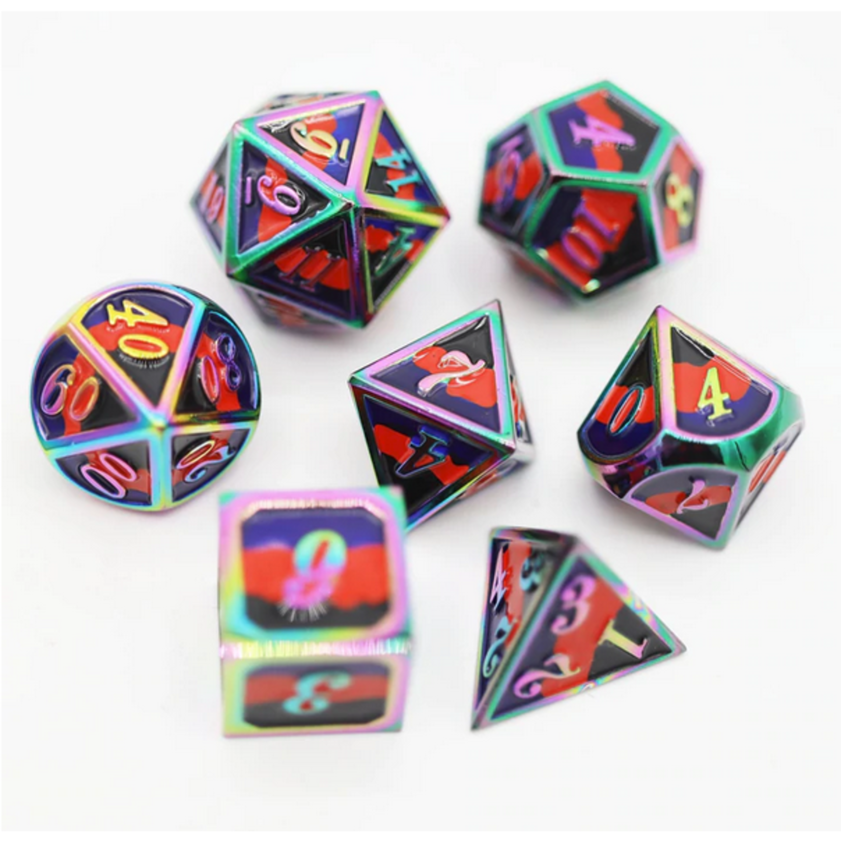 Foam Brain Games Foam Brain Games: Polyamorous Pride Flag - Metal RPG Dice Set