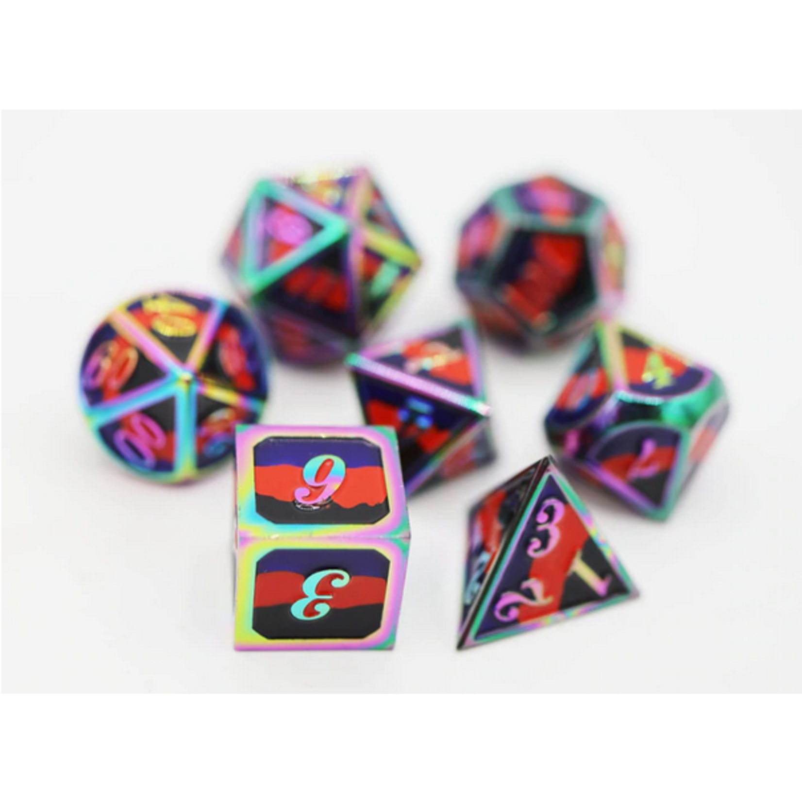 Foam Brain Games Foam Brain Games: Polyamorous Pride Flag - Metal RPG Dice Set