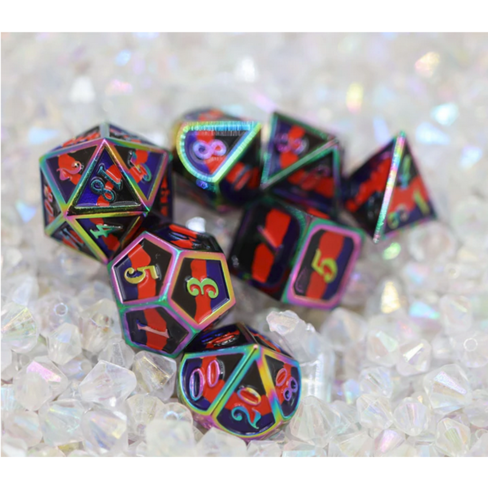 Foam Brain Games Foam Brain Games: Polyamorous Pride Flag - Metal RPG Dice Set