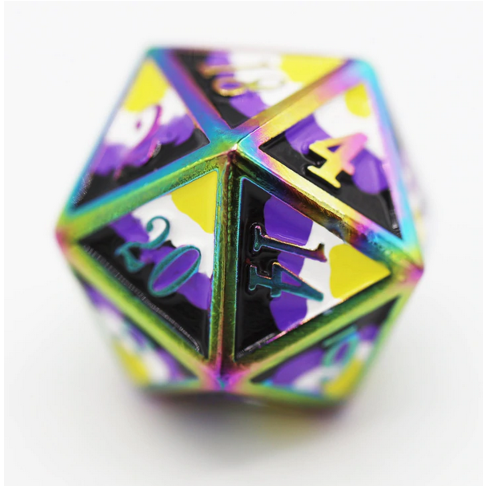 Foam Brain Games FB Nonbinary Pride Flag - RPG Metal Dice Set