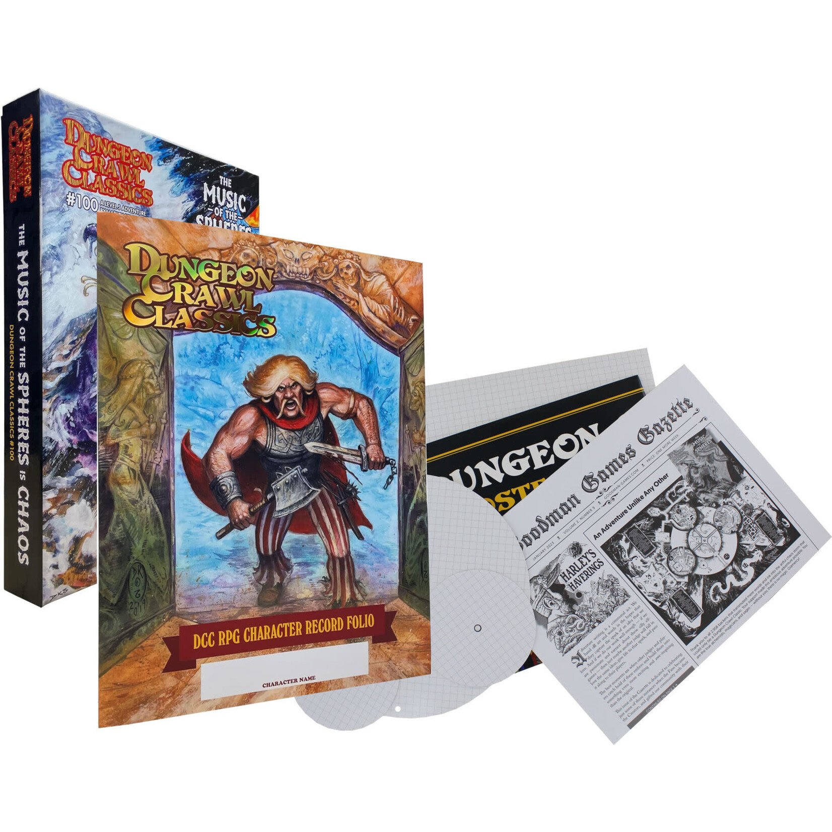 Goodman Games Dungeon Crawl Classics #100 : The Music of the Spheres is Chaos Box Set + Kickstarter Exclusives