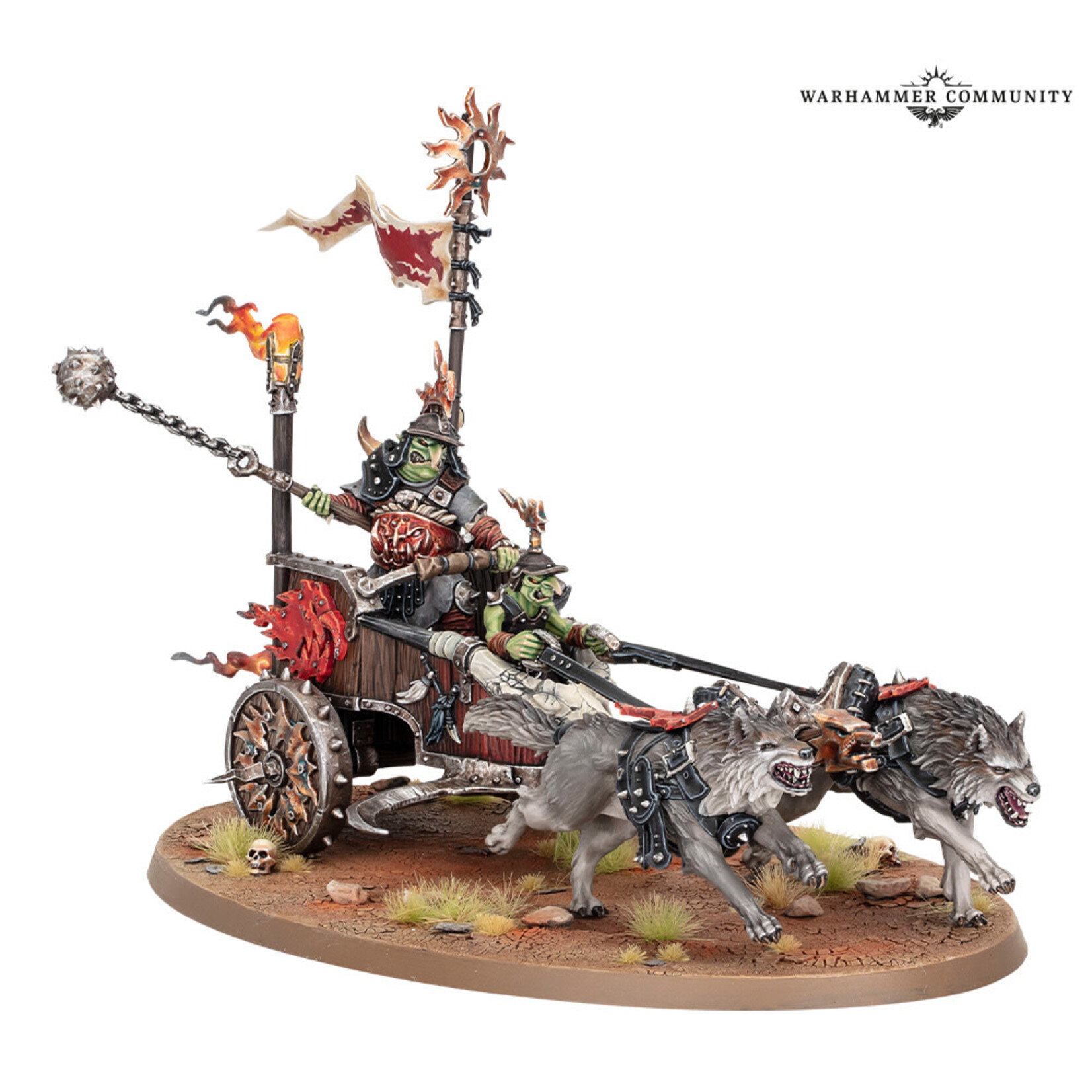 Games Workshop Warhammer Age of Sigmar: Gloomspite Gitz - Snarlboss / Frazzlegit Shaman on War-Wheela