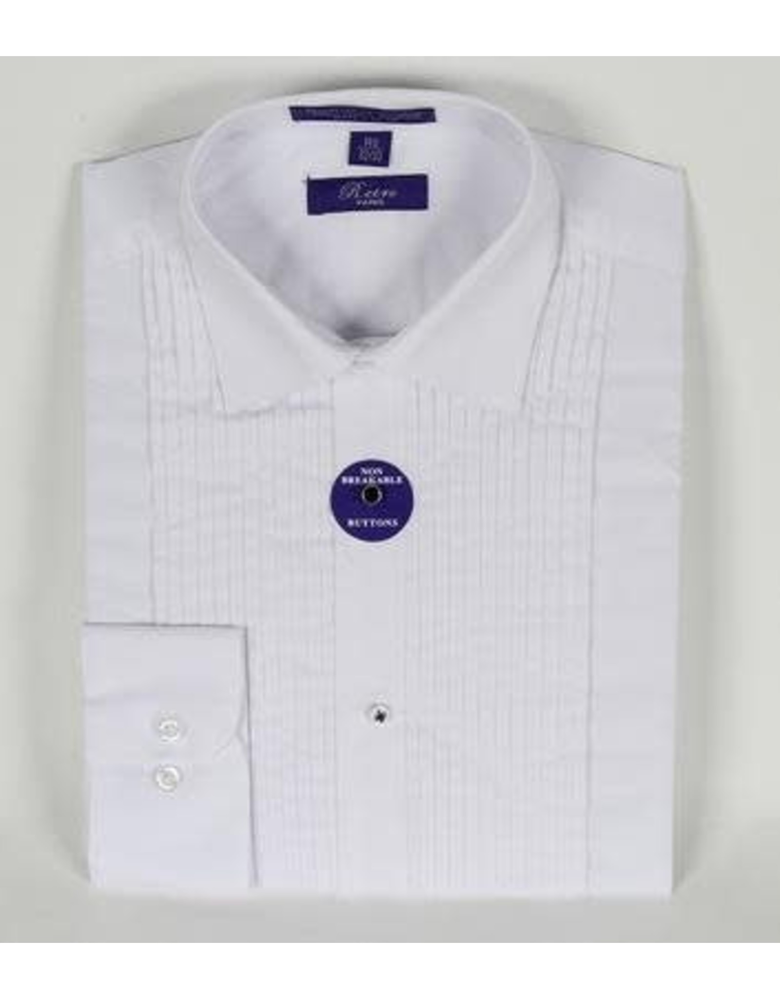 Laydown Collar Tuxedo Shirt - White
