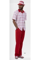 Montique Montique Short Sleeve Pantset - 2037 Red