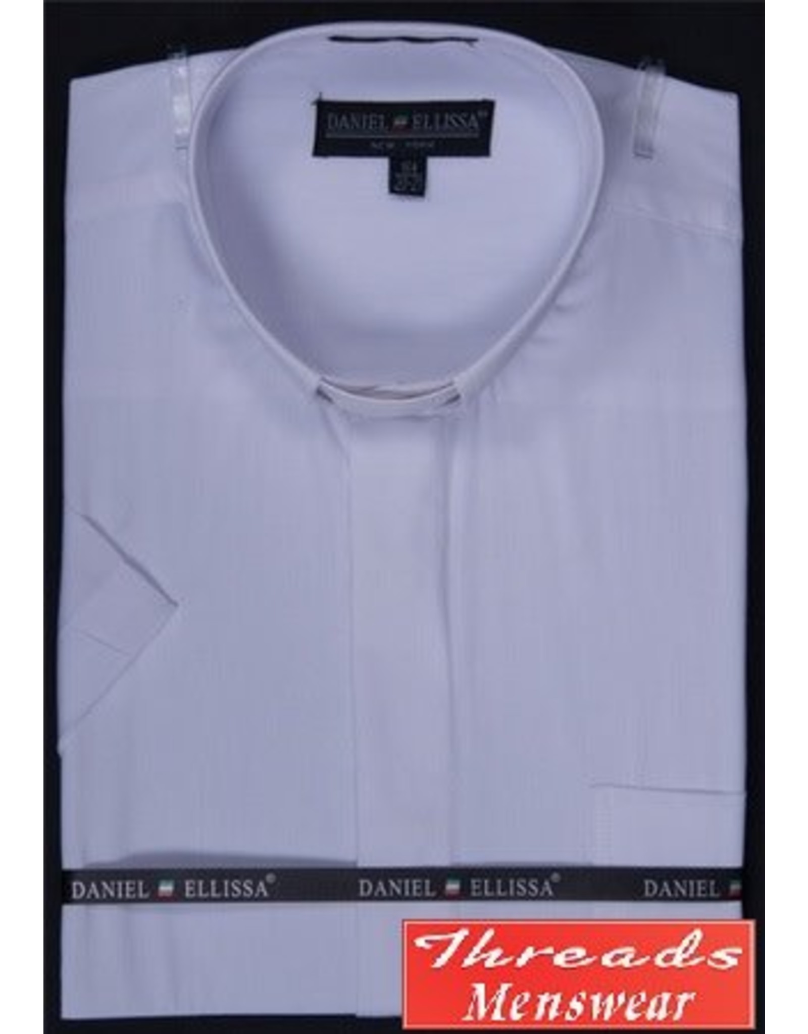 Daniel Ellissa Short Sleeve Tab Collar Clergy Shirt - White