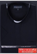 Daniel Ellissa Short Sleeve Tab Collar Clergy Shirt - Black