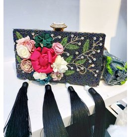 40241219 -  Black Floral Clutch Bag