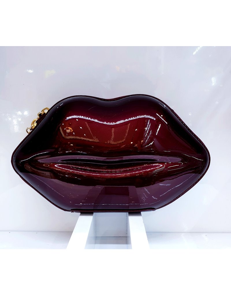 40241280 -  Burgundy Lips Clutch Bag