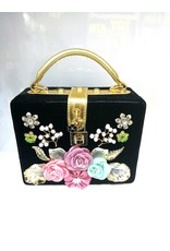 40241324 - Black Square Floral Clutch Bag