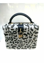 40241337 - Grey Leopard Fur Box Clutch Bag