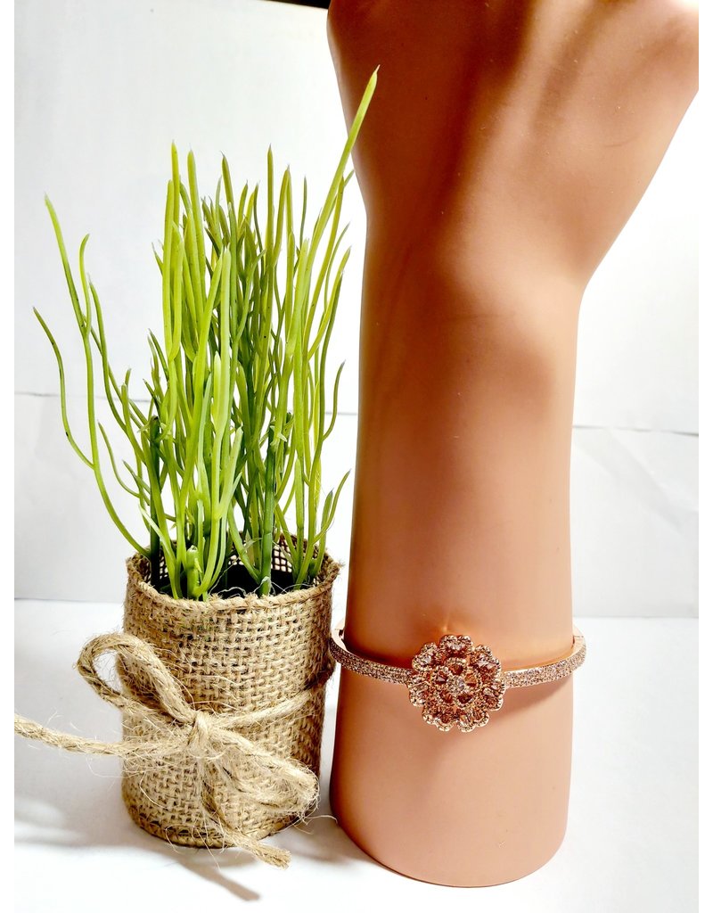 BGD0037 - Rose Gold,Flower Bangle