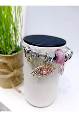 BAE0032-Pink Eye Charm Bracelet