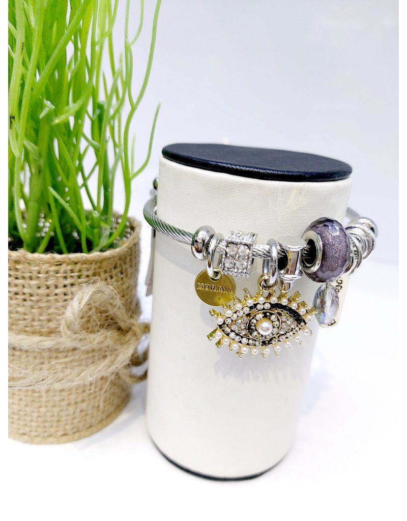 BAE0033-Half Black Eye Charm Bracelet