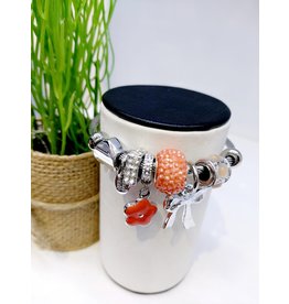 BAE0052-Orange Flower Charm Bracelet