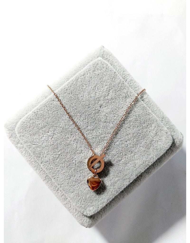 Scb0017 - Rose Gold - Heart Stainless Steel Short Chain