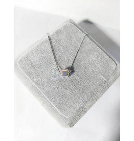 Scb0029 - Silver - Cube Crystal Sterling Silver Short Chain