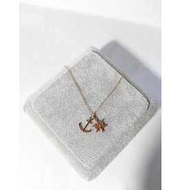 Scb0135 - Rose Gold Anchor  Short Chain