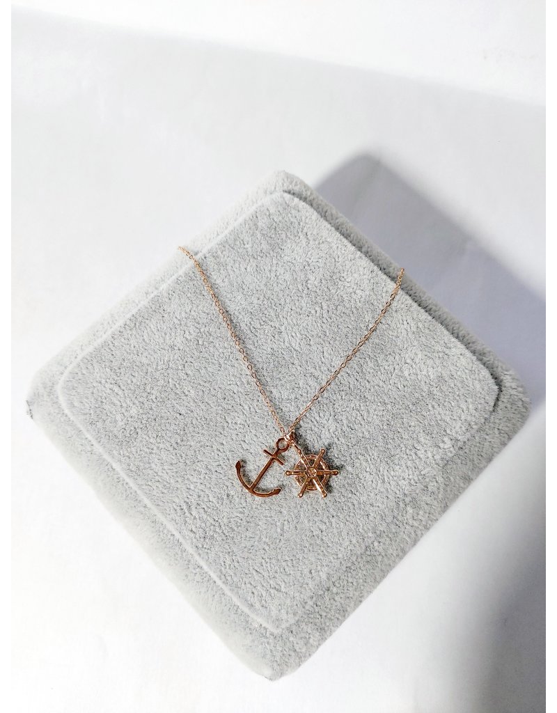 Scb0135 - Rose Gold Anchor  Short Chain