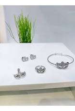 KJA0001 - Silver Mask Kids Pendant, Earring, Bracelet And Ring Set