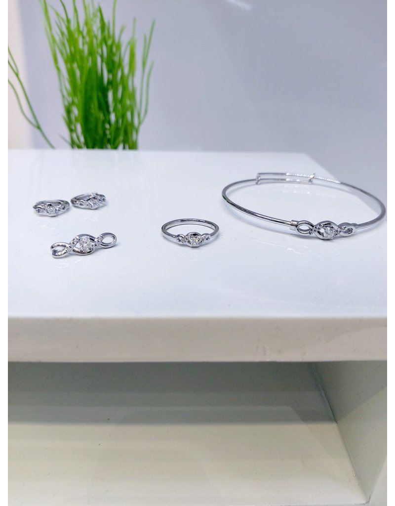 KJA0004 - Silver  Kids Pendant, Earring, Bracelet And Ring Set