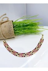BCF0053 -  Gold Purple, Pink Bracelet