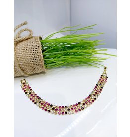 BCF0053 -  Gold Purple, Pink Bracelet