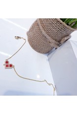 BCF0072 -  Gold Red, Heart Bracelet