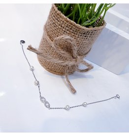 BCF0078 -  Silver Infinity, Pearl Bracelet