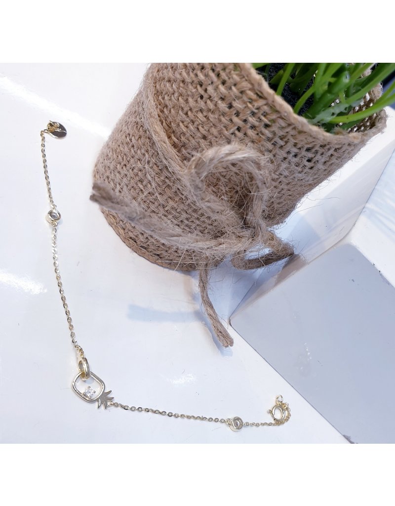 BCF0105 -  Gold Pineapple, Sterling Silver Bracelet