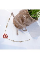 ANG0026 -  Gold Red, Heart Anklet