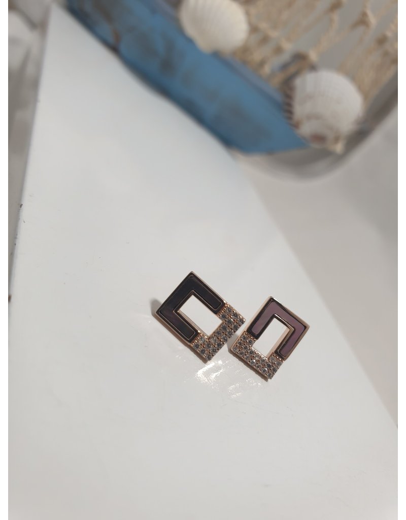 Ere0002 - Rose Gold Rectangle  Earring