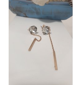 Ere0020 - Stone With Chain Rose Gold Earring
