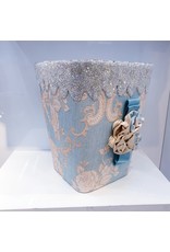 60250222 - Blue Paterned Bin and Tissue Box