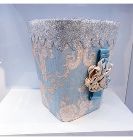60250222 - Blue Paterned Bin and Tissue Box