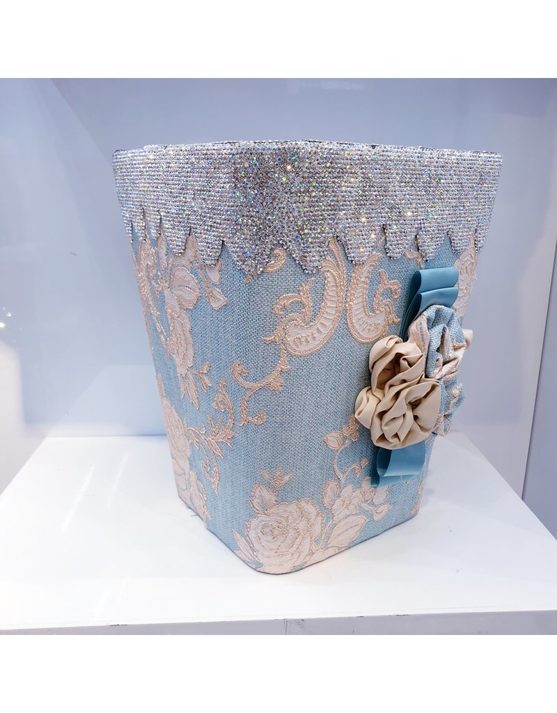 60250222 - Blue Paterned Bin and Tissue Box