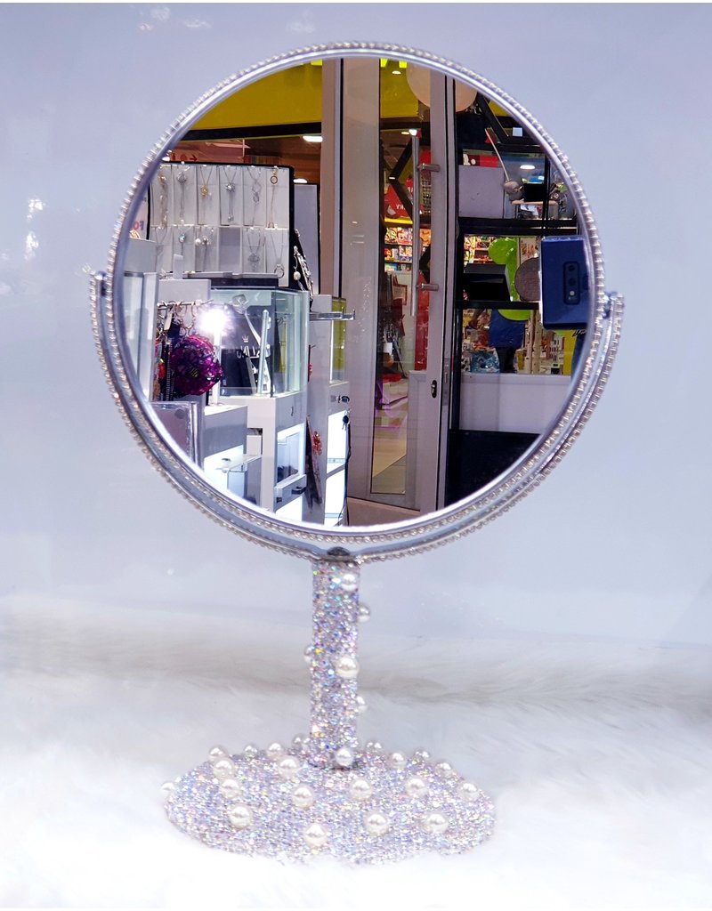 60260019 - Silver pearl round large Mirror