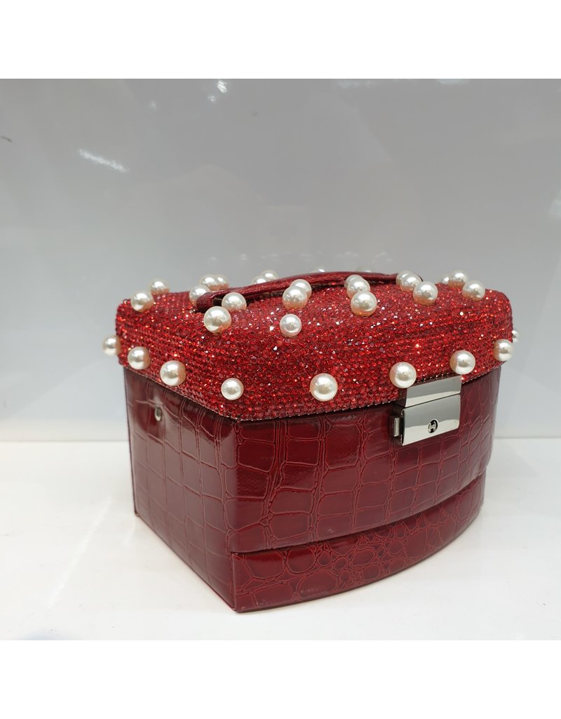 60262079 - Red with pearls 3 layer Jewellery Box