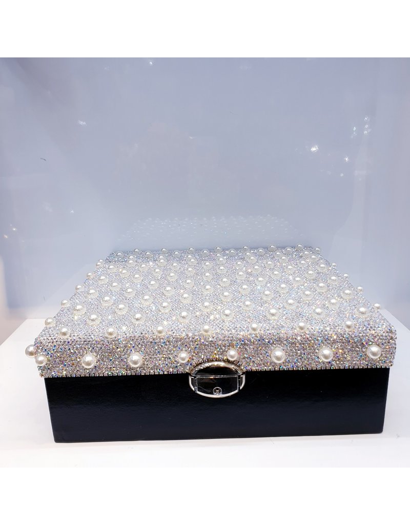 60262086 - Black Silver with Pearls Jewellery Box