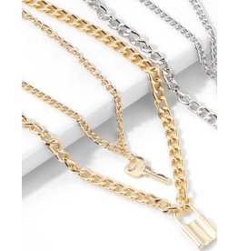 lcb0003 - Gold Multi Layer Necklace