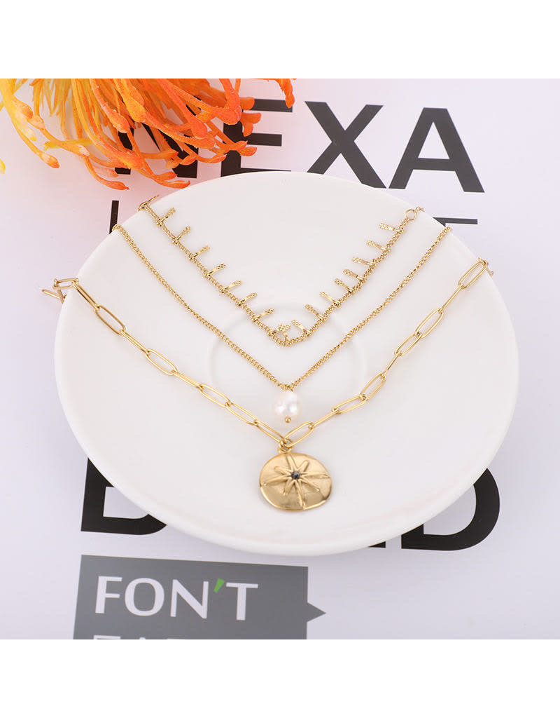 LCB0012 - Gold Multi Layer Necklace
