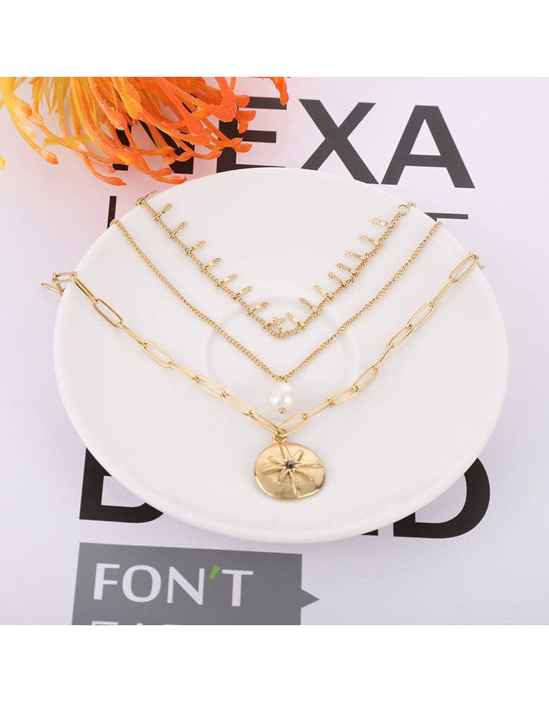 LCB0012 - Gold Multi Layer Necklace