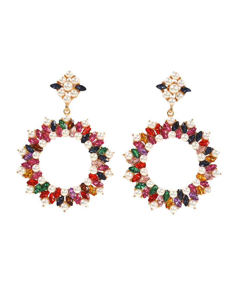 ERG0001 -  Gold, Pearl, Multicolour Earring 342