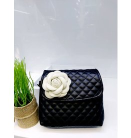 HBA0001 -  Black, Flower Handbag