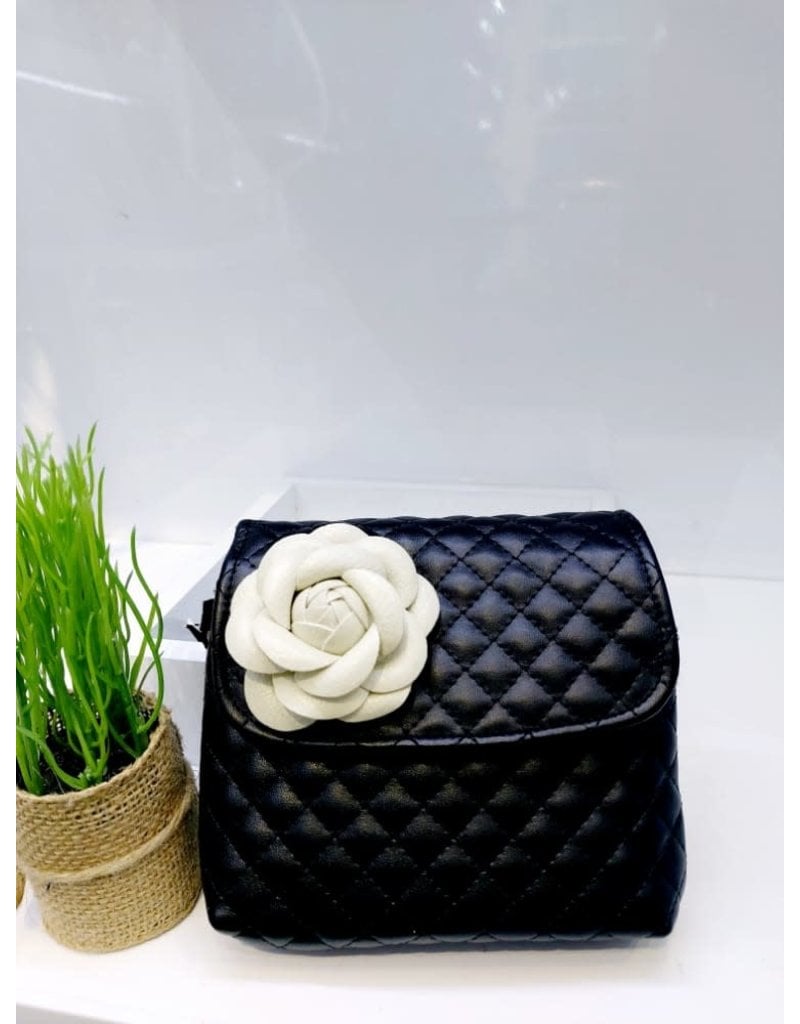 HBA0001 -  Black, Flower Handbag