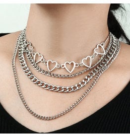 LCC0001 -  Silver, Multi Layered Necklace Multi Layer Necklace