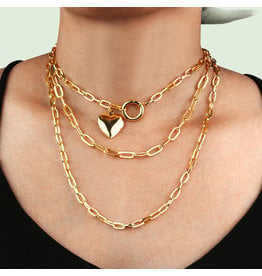 LCC0002 -  Gold, Heart Multi Layer Necklace