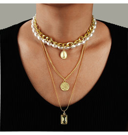 LCC0003 -  Gold, Layered Necklace Multi Layer Necklace